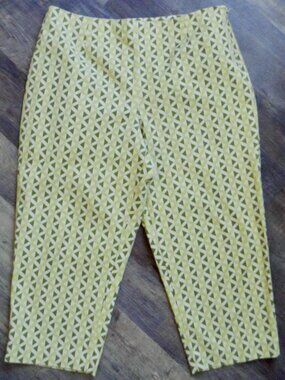 Talbots Ankle Pants Sz 16 Green & Ivory Lattice Print